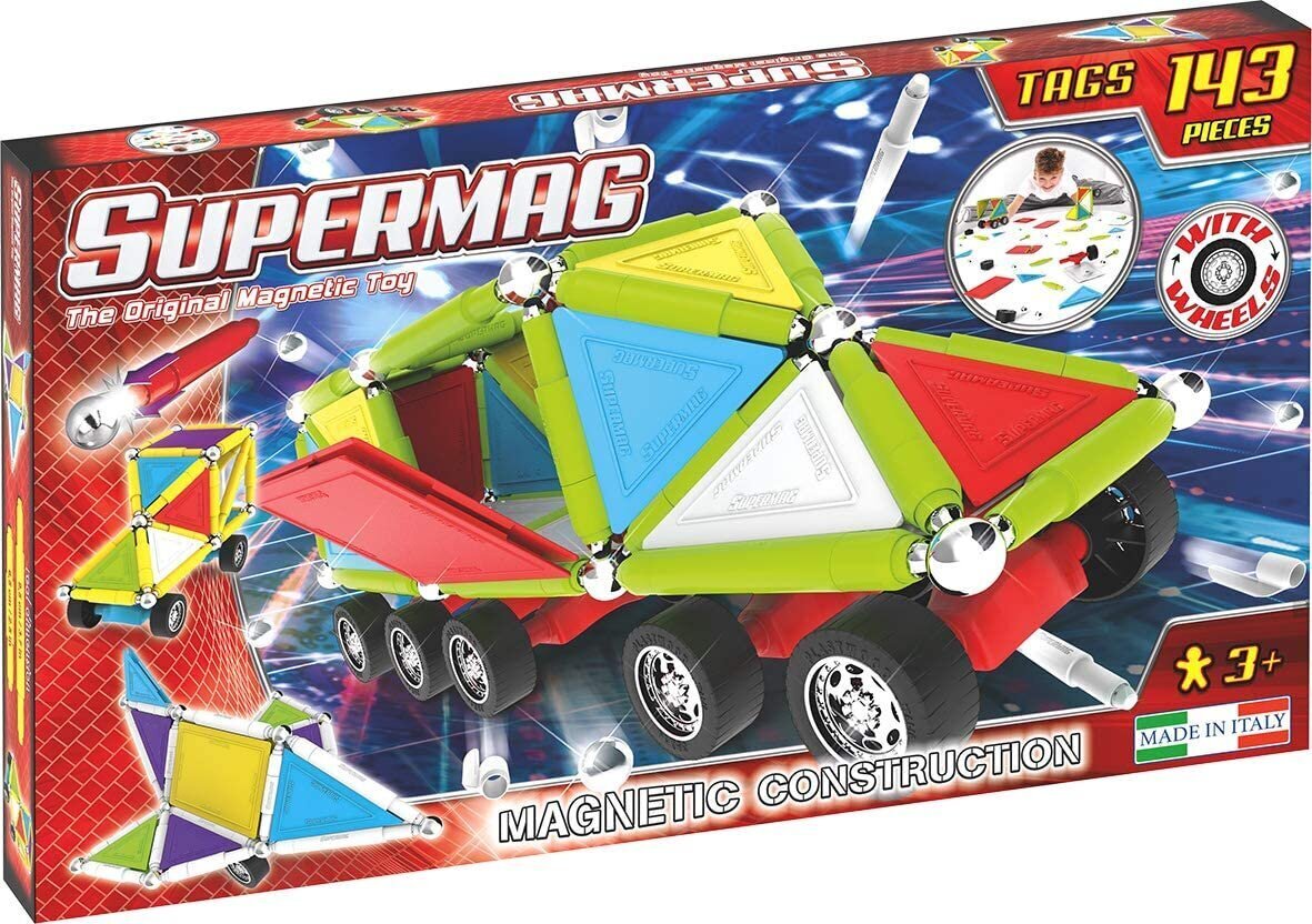 Magnetiline konstruktor Supermag Primary Tags Wheels 0185, 143-osaline цена и информация | Klotsid ja konstruktorid | hansapost.ee