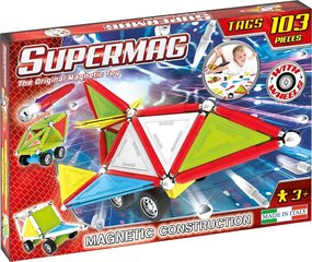 Магнитный конструктор Supermag Primary Tags Wheels 0184, 103 д. цена и информация | Конструкторы и кубики | hansapost.ee