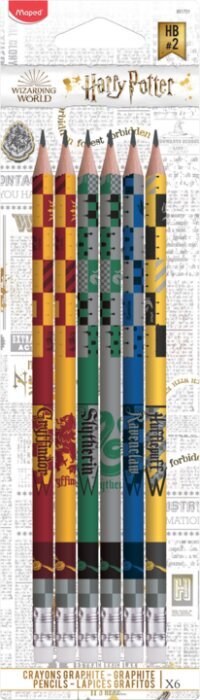 Harilik pliiats Maped Harry Potter HB kustutuskummiga 6 tk, blister цена и информация | Kunstitarbed, voolimise tarvikud | hansapost.ee