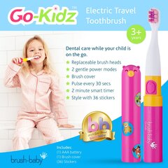 Brush Baby Go-Kidz elektriline hambahari taimeriga - roosa (3+) hind ja info | Elektrilised hambaharjad | hansapost.ee