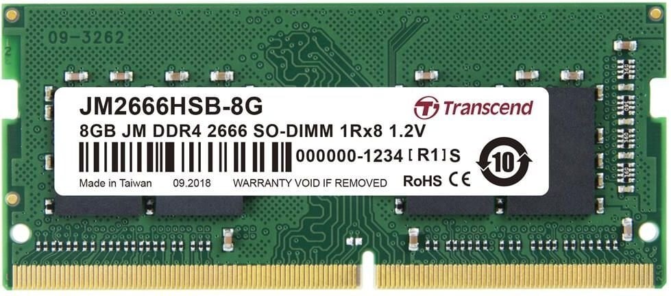 Transcend SODIMM DDR4 8GB, 2400MHz (JM2666HSB-8G) hind ja info | Operatiivmälu | hansapost.ee