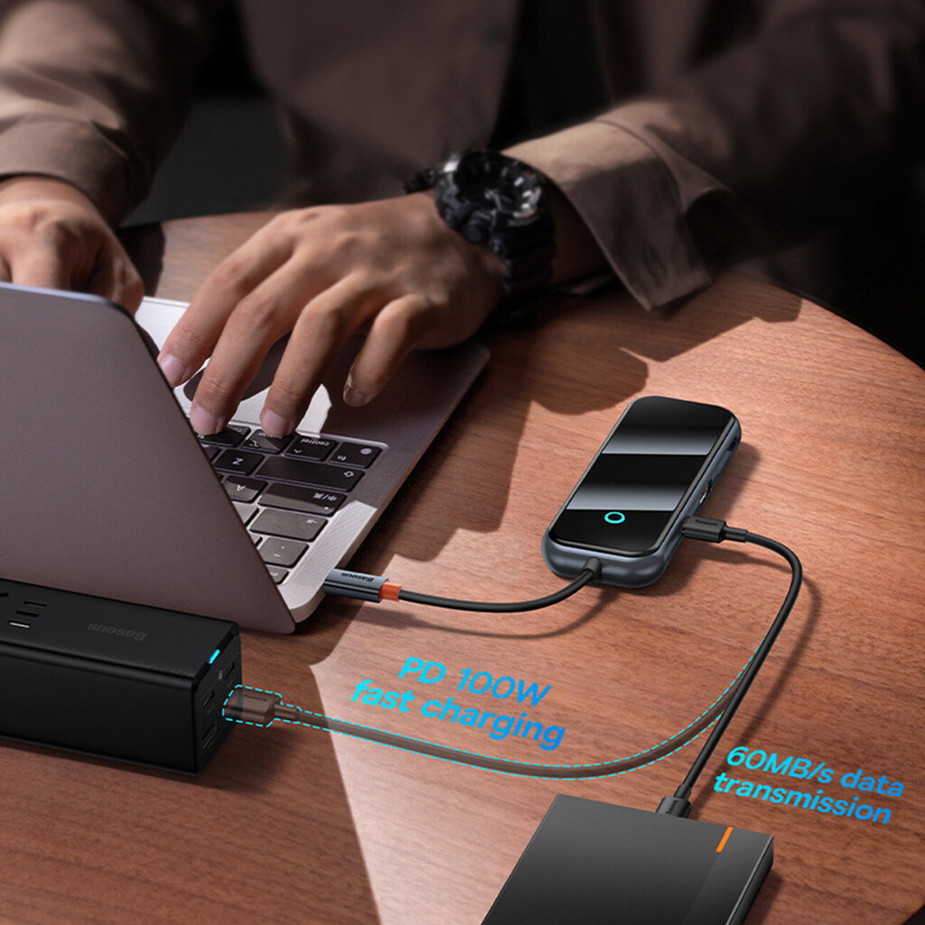Baseus AcmeJoy HUB 4-Port USB-C to 1xUSB-C / 4xUSB3.0 dark gray цена и информация | USB adapterid ja jagajad | hansapost.ee