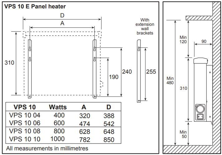 Pritsmekindel elektriradiaator VPS1010 EM 1000W hind ja info | Küttekehad | hansapost.ee