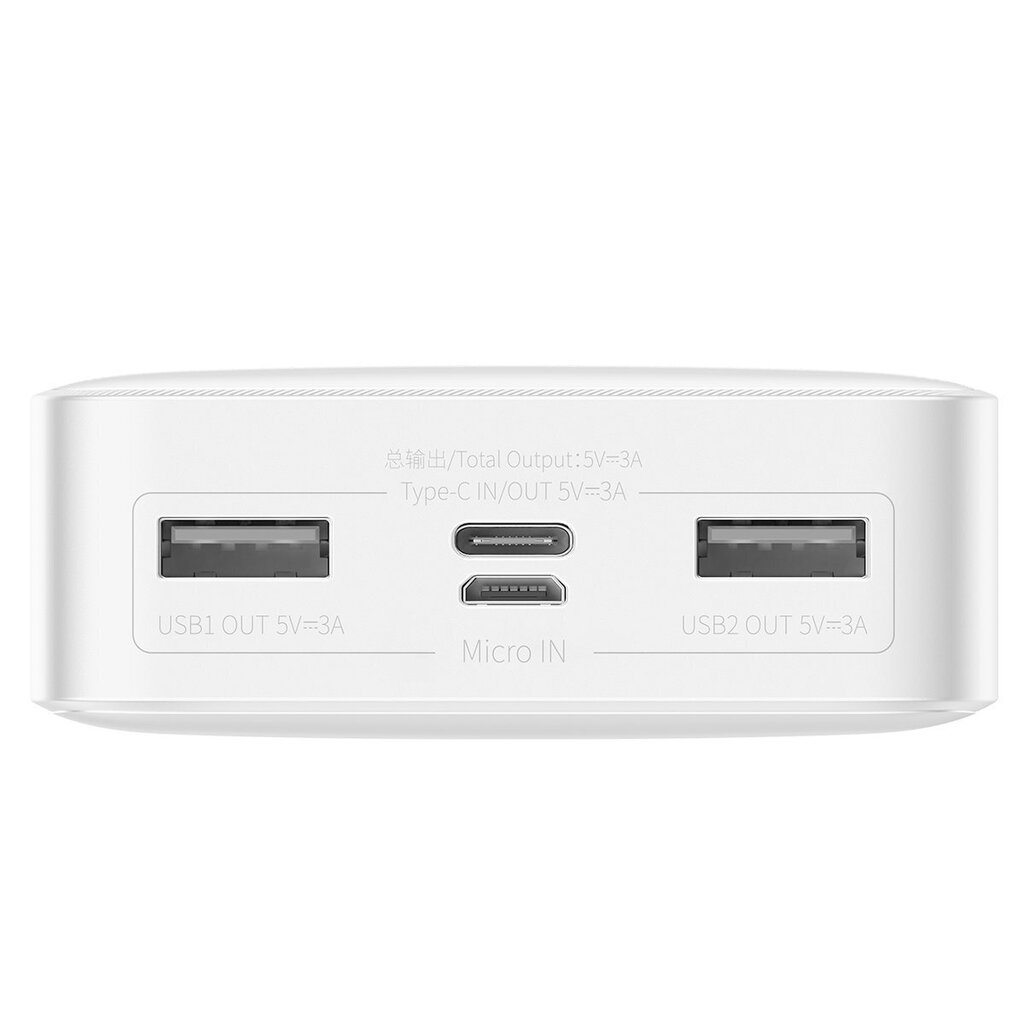 Baseus Bipow 20000mAh 15W white (Overseas Edition) + USB-A - Micro USB 0.25m white (PPBD050102) цена и информация | Akupangad | hansapost.ee