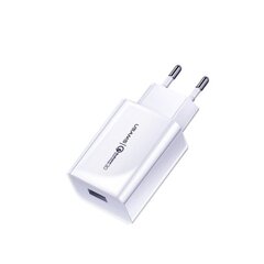 Usams US-CC083 Адаптивная & Компактная QuickCharge 3.0 Fast 18W Зарядка 3А с Защитой от перегрева Белый цена и информация | Зарядные устройства для телефонов | hansapost.ee