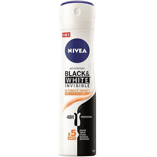 Nivea Black & White Invisible Ultimate Impact - Antiperspirant spray 150ml цена и информация | Deodorandid | hansapost.ee