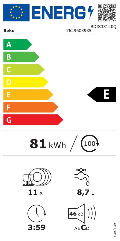 Beko BDIS38120Q price and information | Nõudepesumasinad | hansapost.ee