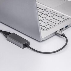 Akyga adapter AK-AD-65 with cable  network card USB type C (m) / RJ45 (f) 10/100/1000 ver. 3.0 15cм цена и информация | Адаптеры и USB-hub | hansapost.ee