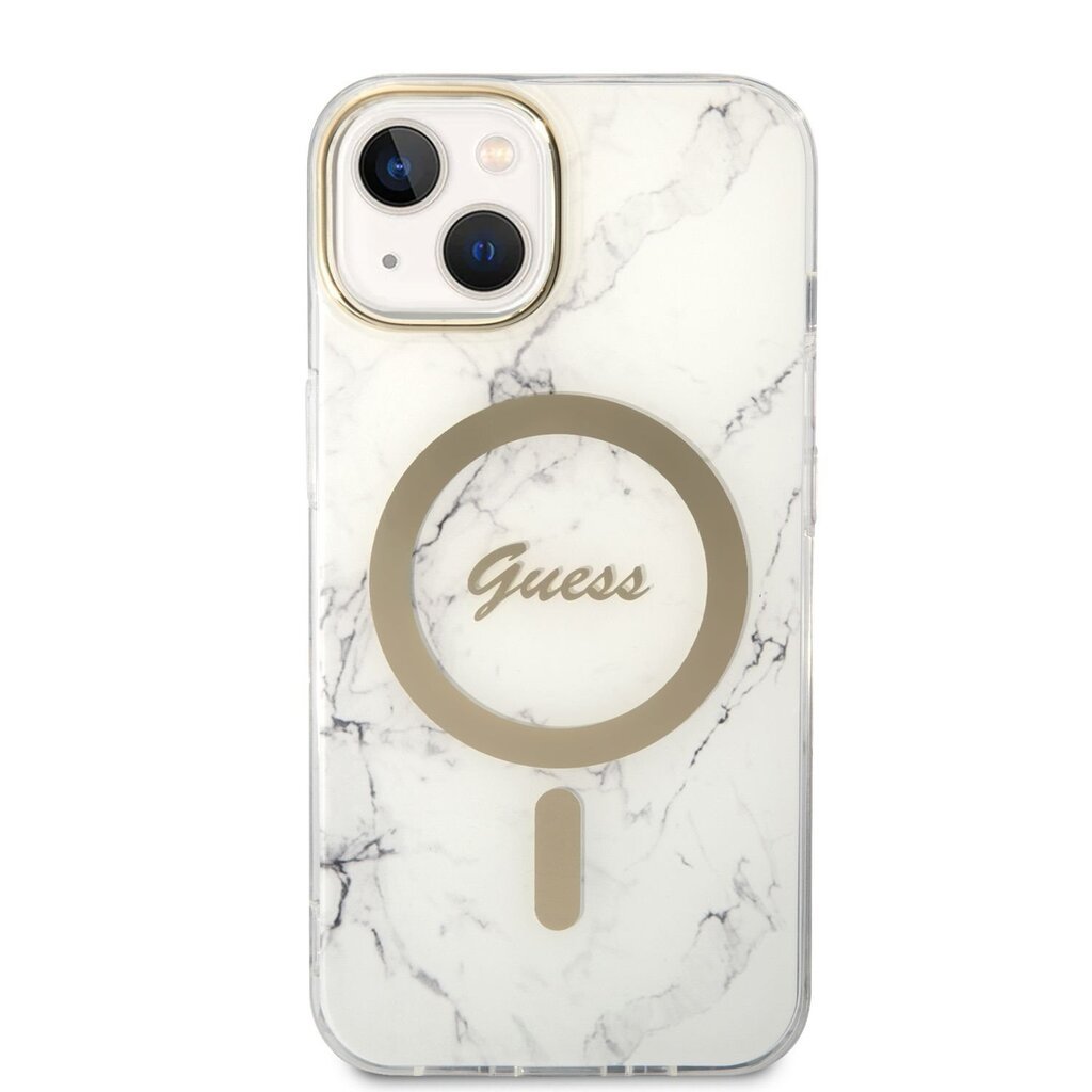 Guess Marble MagSafe Compatible Case + Wireless Charger for iPhone 14 White hind ja info | Telefonide kaitsekaaned ja -ümbrised | hansapost.ee