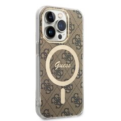 Guess 4G MagSafe Compatible Case + Wireless Charger for iPhone 14 Pro Brown hind ja info | Telefonide kaitsekaaned ja -ümbrised | hansapost.ee