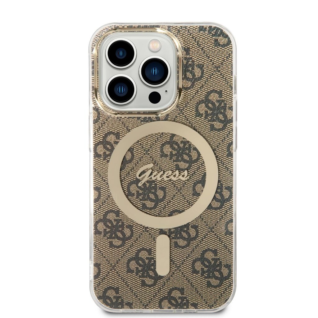 Guess 4G MagSafe Compatible Case + Wireless Charger for iPhone 14 Pro Brown hind ja info | Telefonide kaitsekaaned ja -ümbrised | hansapost.ee