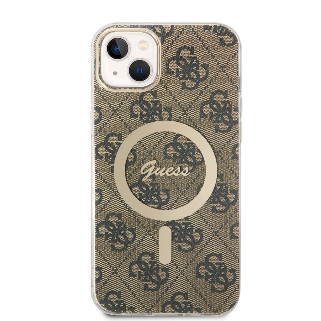 Guess 4G MagSafe Compatible Case + Wireless Charger for iPhone 14 Plus Brown hind ja info | Telefonide kaitsekaaned ja -ümbrised | hansapost.ee