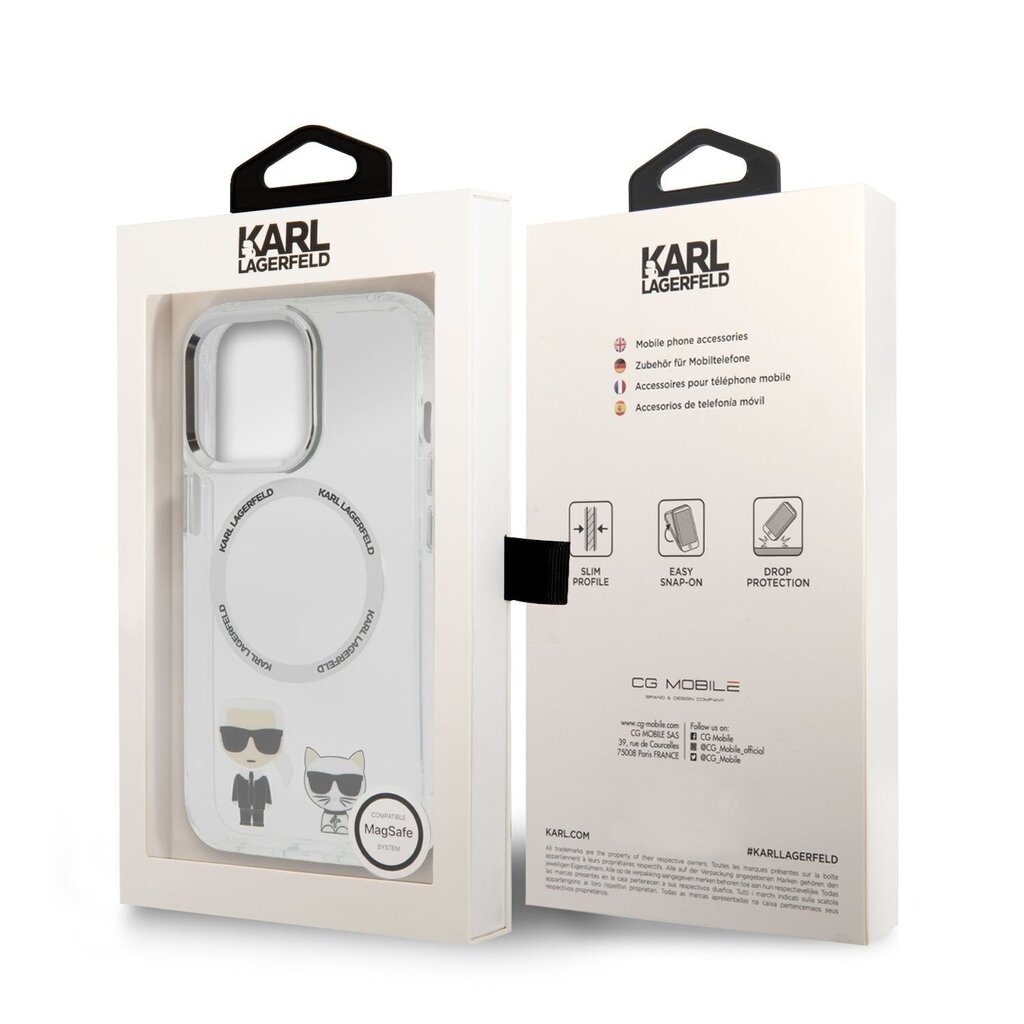 Karl Lagerfeld MagSafe Compatible Case Karl and Choupette for iPhone 14 Pro Transparent hind ja info | Telefonide kaitsekaaned ja -ümbrised | hansapost.ee