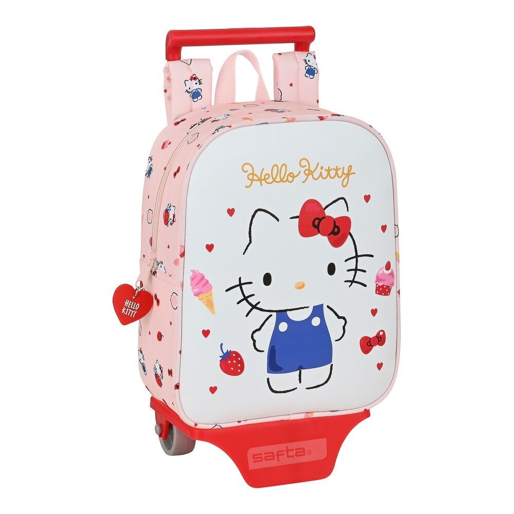 Ratastega koolikott Hello Kitty Happiness Girl Roosa Valge (22 x 28 x 10 cm) цена и информация | Koolikotid ja seljakotid | hansapost.ee