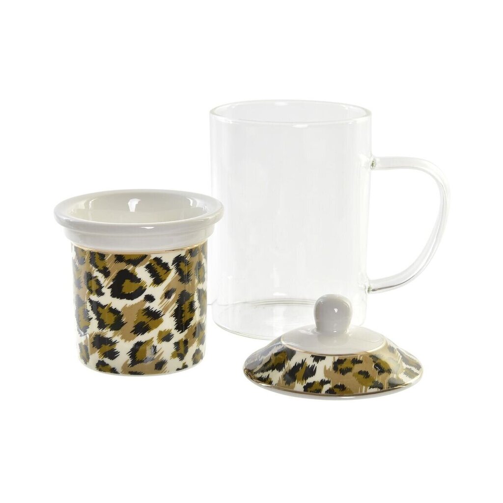 Tass Teefiltriga DKD Home Decor Leopard Kristall Portselan (300 ml) (2 Ühikut) цена и информация | Klaasid, kruusid ja kannud | hansapost.ee