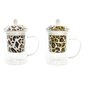 Tass Teefiltriga DKD Home Decor Leopard Kristall Portselan (300 ml) (2 Ühikut) hind ja info | Klaasid, kruusid ja kannud | hansapost.ee