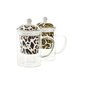 Tass Teefiltriga DKD Home Decor Leopard Kristall Portselan (300 ml) (2 Ühikut) hind ja info | Klaasid, kruusid ja kannud | hansapost.ee