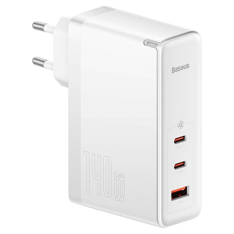 Baseus GaN5 Pro wall charger 2xUSB-C + USB, 140W (white) hind ja info | Laadijad mobiiltelefonidele | hansapost.ee