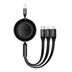 Baseus Bright Mirror 3, USB 3-in-1 cable for micro USB / USB-C / Lightning 66W / 2A 1.1m (Black) hind ja info | Mobiiltelefonide kaablid | hansapost.ee