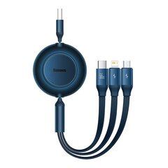 Baseus Bright Mirror 3, USB 3-in-1 cable for micro USB / USB-C / Lightning 66W / 2A 1.1m (Blue) hind ja info | Mobiiltelefonide kaablid | hansapost.ee
