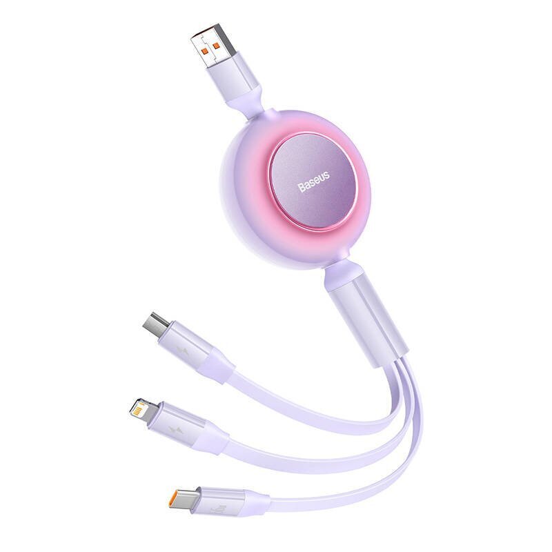Baseus Bright Mirror 3, USB 3-in-1 cable for micro USB / USB-C / Lightning 66W / 2A 1.1m (Purple) цена и информация | Mobiiltelefonide kaablid | hansapost.ee
