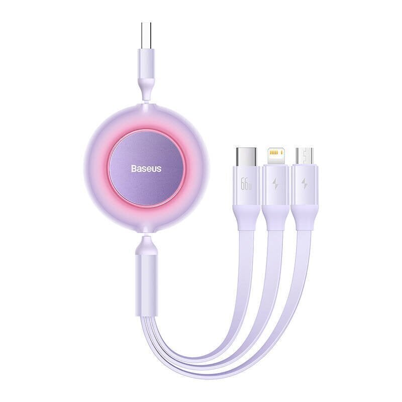 Baseus Bright Mirror 3, USB 3-in-1 cable for micro USB / USB-C / Lightning 66W / 2A 1.1m (Purple) цена и информация | Mobiiltelefonide kaablid | hansapost.ee