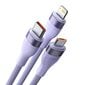 3in1 USB cable Baseus Flash II Series, USB-C + micro USB + Lightning, 66W, 1.2m (Purple) цена и информация | Mobiiltelefonide kaablid | hansapost.ee