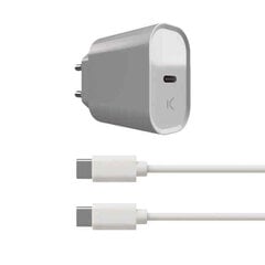 Seinalaadija + USB C kaabel KSIX Valge 20W hind ja info | Laadijad mobiiltelefonidele | hansapost.ee