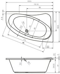 Угловая ванна RIHO Lyra 153x100,5 см цена и информация | Ванны | hansapost.ee