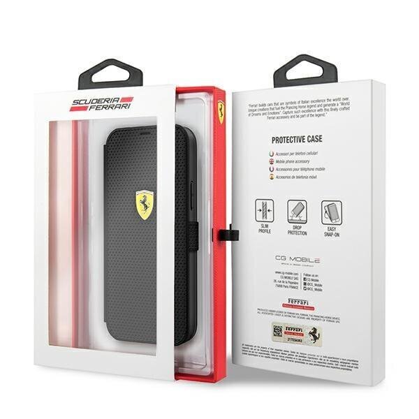 Ferrari FESPEFLBKP12LBK iPhone 12 Pro Max 6,7" must On Track Perforated hind ja info | Telefonide kaitsekaaned ja -ümbrised | hansapost.ee