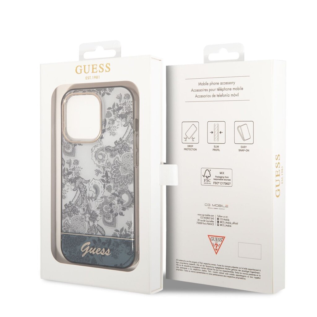 Guess PC/TPU Toile De Jouy Case for iPhone 14 Pro Max Grey hind ja info | Telefonide kaitsekaaned ja -ümbrised | hansapost.ee