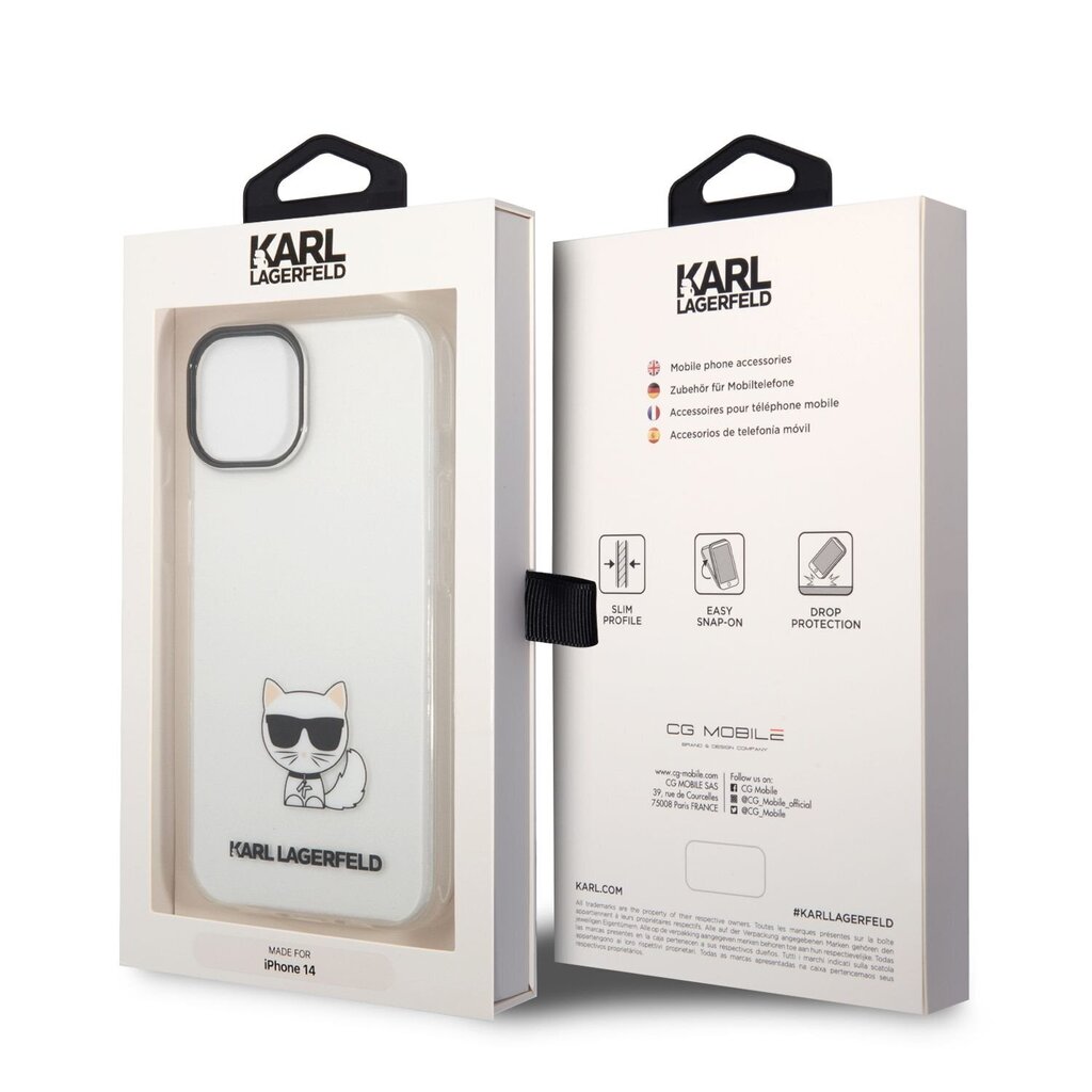 Karl Lagerfeld Choupette Logo Case for iPhone 14 Transparent hind ja info | Telefonide kaitsekaaned ja -ümbrised | hansapost.ee