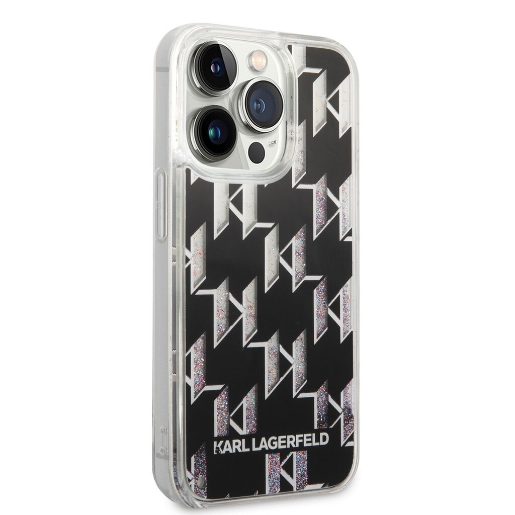 Karl Lagerfeld Monogram Liquid Glitter Case for iPhone 14 Pro Black hind ja info | Telefonide kaitsekaaned ja -ümbrised | hansapost.ee