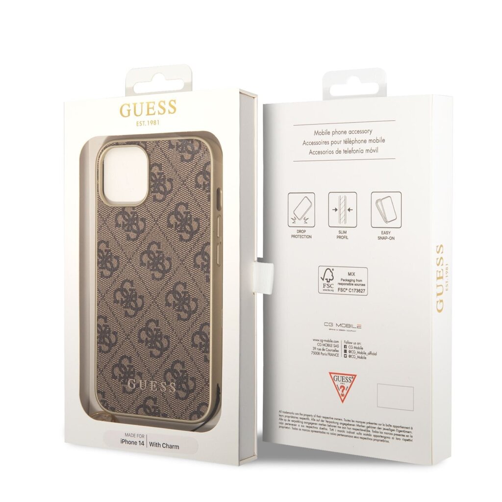 Guess 4G Charms Case for iPhone 14 Brown цена и информация | Telefonide kaitsekaaned ja -ümbrised | hansapost.ee