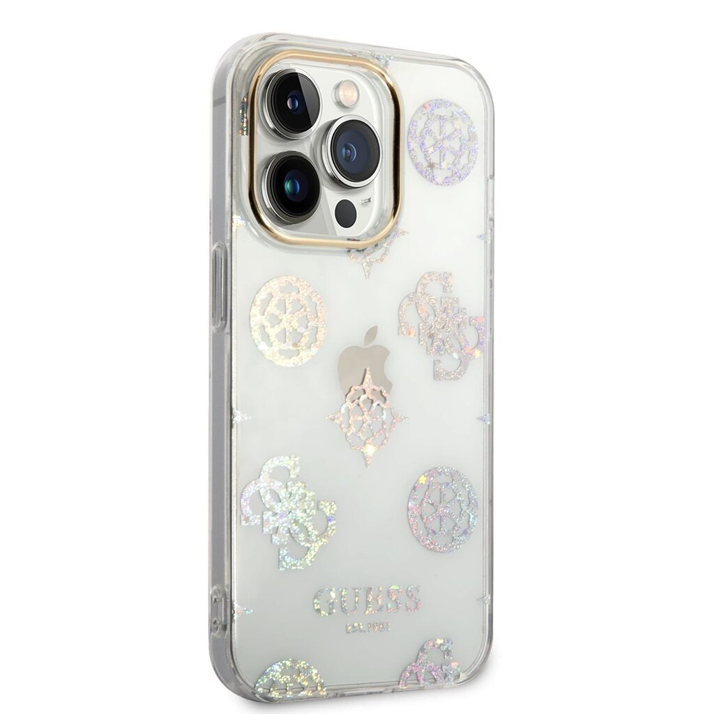 Guess PC/TPU Peony Glitter Case for iPhone 14 Pro White hind ja info | Telefonide kaitsekaaned ja -ümbrised | hansapost.ee