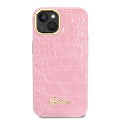 Guess PU Croco with Metal Camera Outline Case for iPhone 14 Pink цена и информация | Чехлы для телефонов | hansapost.ee