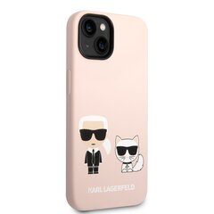 Karl Lagerfeld MagSafe Compatible Case Liquid Silicone Karl and Choupette for iPhone 14 Plus Pink hind ja info | Telefonide kaitsekaaned ja -ümbrised | hansapost.ee