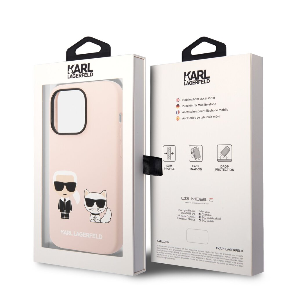 Karl Lagerfeld MagSafe Compatible Case Liquid Silicone Karl and Choupette for iPhone 14 Pro Pink hind ja info | Telefonide kaitsekaaned ja -ümbrised | hansapost.ee