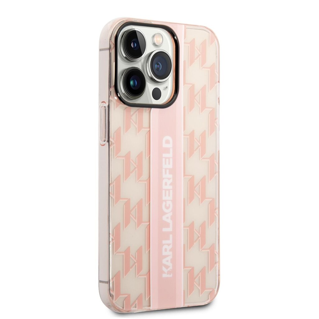 Karl Lagerfeld Monogram Vertical Stripe Case for iPhone 14 Pro Pink hind ja info | Telefonide kaitsekaaned ja -ümbrised | hansapost.ee