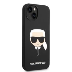 Karl Lagerfeld Liquid Silicone Karl Head Case for iPhone 14 Black hind ja info | Telefonide kaitsekaaned ja -ümbrised | hansapost.ee