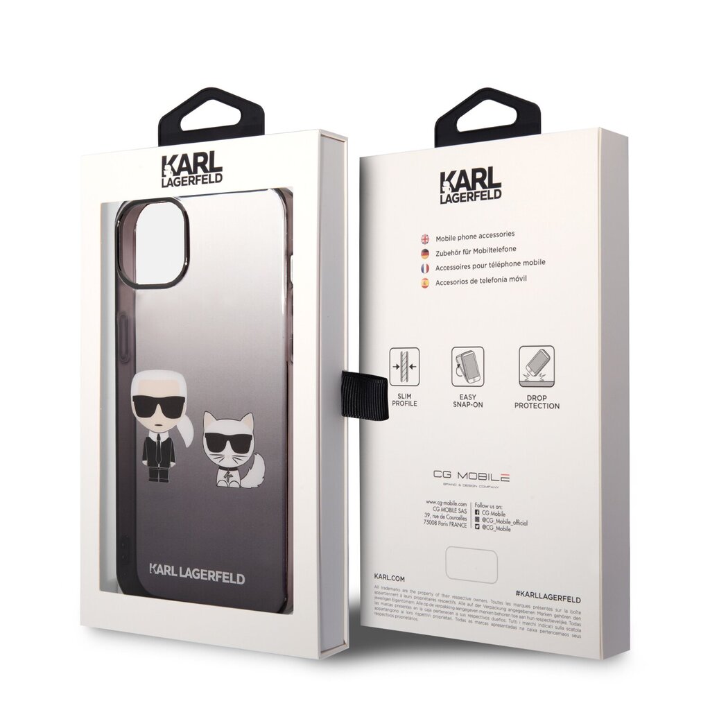Karl Lagerfeld Gradient Karl and Choupette Case for iPhone 14 Plus Black hind ja info | Telefonide kaitsekaaned ja -ümbrised | hansapost.ee