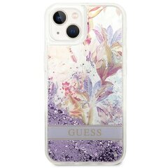 Telefoniümbris GUESS Flower Liquid Glitter Hardcase - iPhone 14 Plus, lilla цена и информация | Чехлы для телефонов | hansapost.ee