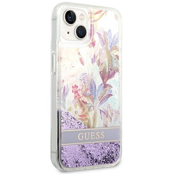 Telefoniümbris GUESS Flower Liquid Glitter Hardcase - iPhone 14 Plus, lilla цена и информация | Telefonide kaitsekaaned ja -ümbrised | hansapost.ee