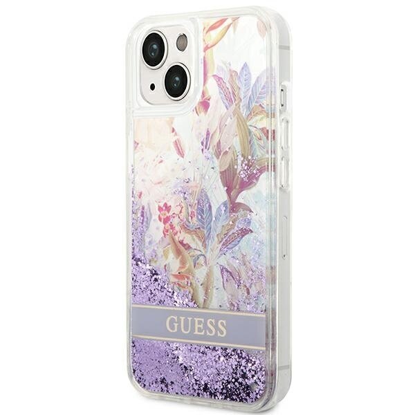 Telefoniümbris GUESS Flower Liquid Glitter Hardcase - iPhone 14 Plus, lilla hind ja info | Telefonide kaitsekaaned ja -ümbrised | hansapost.ee