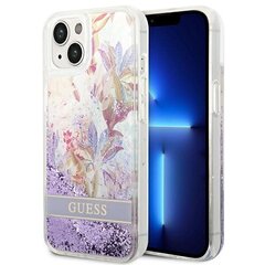 Telefoniümbris GUESS Flower Liquid Glitter Hardcase - iPhone 14 Plus, lilla цена и информация | Чехлы для телефонов | hansapost.ee