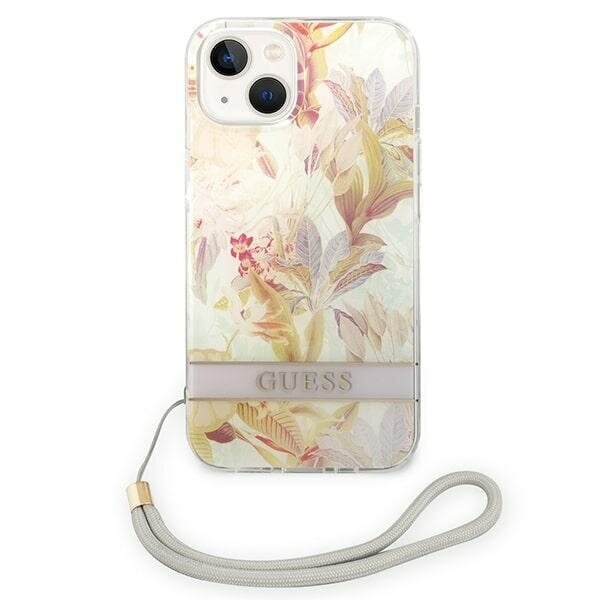 Telefoniümbris GUESS Flower Strap Hardcase - iPhone 14 Plus, lilla цена и информация | Telefonide kaitsekaaned ja -ümbrised | hansapost.ee