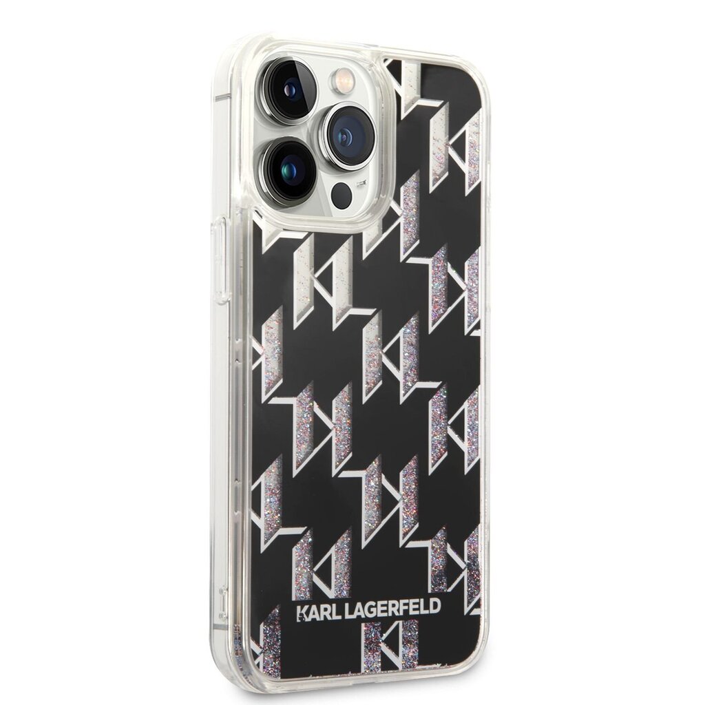 Karl Lagerfeld Monogram Liquid Glitter Case for iPhone 14 Pro Max Black hind ja info | Telefonide kaitsekaaned ja -ümbrised | hansapost.ee