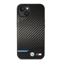 BMW M PU Carbon Blue Line Case for iPhone 14 Black цена и информация | Чехлы для телефонов | hansapost.ee