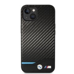 BMW M PU Carbon Blue Line Case for iPhone 14 Plus Black цена и информация | Чехлы для телефонов | hansapost.ee