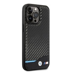 BMW M PU Carbon Blue Line Case for iPhone 14 Pro Max Black цена и информация | Чехлы для телефонов | hansapost.ee